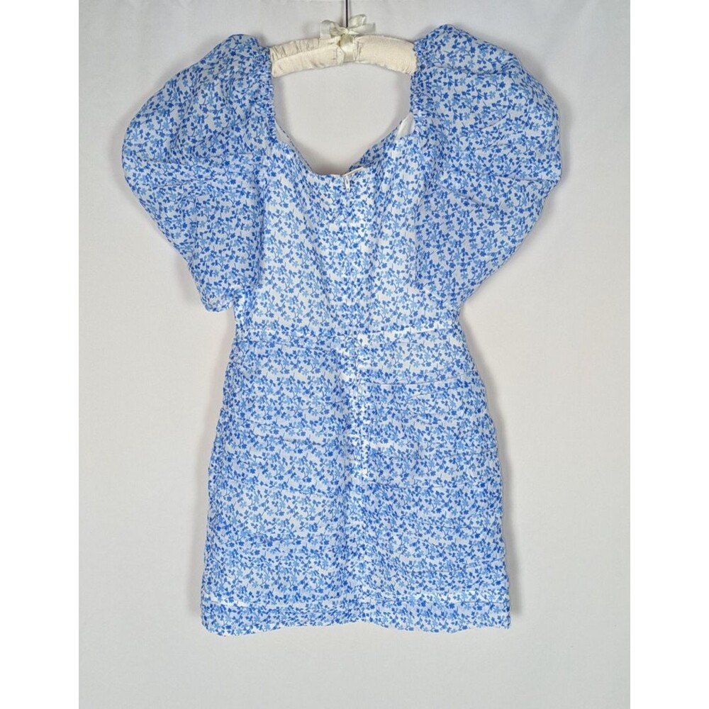 C/Meo Collective Dress 4 Women's Blue Floral Puff Sleeve Mini Come Across Dainty - Picture 5 of 9